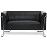 Schwarzes Loungesofa CURACAO als Zweisitzer mit glänzendem Chromgestell von hjh OFFICE