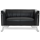 Schwarzes Loungesofa CURACAO als Zweisitzer mit glänzendem Chromgestell von hjh OFFICE