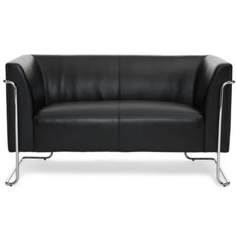 Schwarzes Loungesofa CURACAO als Zweisitzer mit glänzendem Chromgestell von hjh OFFICE