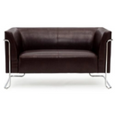Braunes Loungesofa CURACAO als Zwei-Sitzer mit glänzendem Chromgestell von hjh OFFICE