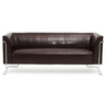 Braunes Loungesofa CURACAO als Drei-Sitzer mit Lederbezug und verchromtem Gestell von hjh OFFICE