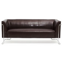 Braunes Loungesofa CURACAO als Drei-Sitzer mit Lederbezug und verchromtem Gestell von hjh OFFICE