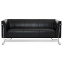 Schwarzes Loungesofa CURACAO als Drei-Sitzer mit glänzendem Metallgestell von hjh OFFICE