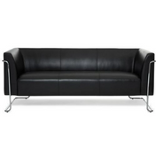Schwarzes Loungesofa CURACAO als Drei-Sitzer mit glänzendem Metallgestell von hjh OFFICE