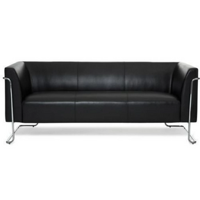 Schwarzes Loungesofa CURACAO als Drei-Sitzer mit glänzendem Metallgestell von hjh OFFICE