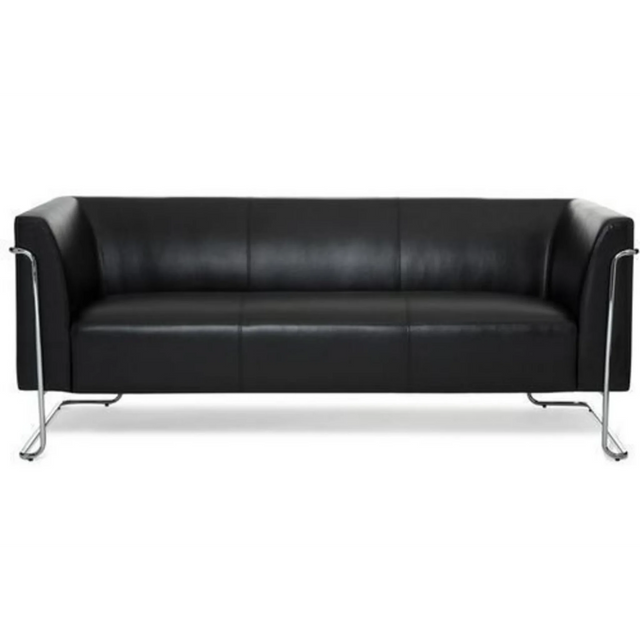 Schwarzes Loungesofa CURACAO als Drei-Sitzer mit glänzendem Metallgestell von hjh OFFICE
