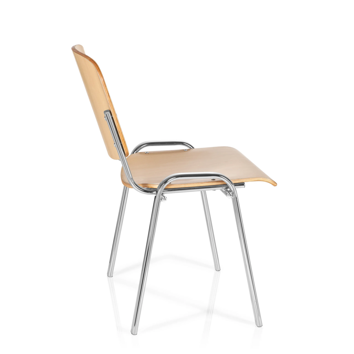 Vierfußstuhl XT 600 C H in Buche mit Gestell aus Chrom von hjh OFFICE – 360-Grad-Ansicht (Seitenprofil 100°)