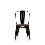 Schwarzer Bistrostuhl VANTAGGIO COMFORT W mit brauner Sitzfläche aus Holz von hjh OFFICE – 360-Grad-Ansicht (Frontansicht 0°)