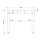 Maßzeichnung des Schreibtisches YAMA 8 S mit einer Breite von 80 cm und Höhe von 68-82 cm von hjh OFFICE PRO