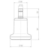 Technische Zeichnung des Stuhlgleiters 5 x STAND Nr. 11 mit einem Durchmesser von 55 mm von hjh OFFICE