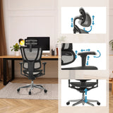 Verstellbare Kopfstütze, Armlehnen und Sitzhöhe des Luxus-Chefsessel ERGOHUMAN SLIM ULTRA GEN2 von hjh OFFICE