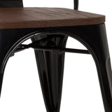 Sitzfläche aus Holz und schwarzes Metallgestell des Bistrostuhls VANTAGGIO COMFORT W von hjh OFFICE