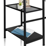 Schwarze Regalböden des Schreibtisches WORKSPACE H I mit einer Gitterfläche und einer glatten Fläche von hjh OFFICE