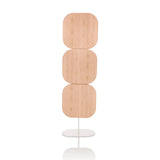 Beige Trennwand FLEXMIUT W mit drei quadratischen Elementen und weißem Standfuß von hjh OFFICE – 360-Grad-Ansicht (Frontansicht 0°)