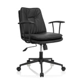 Schwarzer Homeoffice-Bürostuhl SMALLO mit Polsterung und Fußkreuz mit fünf Rollen von hjh OFFICE – 360-Grad-Ansicht (schräge Frontansicht 40°)