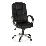 Schwarzer Homeoffice Chefsessel RELAX BY155 mit Armlehnen und Fußkreuz mit fünf Rollen von MyBuero – 360-Grad-Ansicht (Frontansicht 20°)