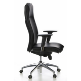 Schwarzer Luxus-Chefsessel MURANO 20 mit Armlehnen und Fußkreuz mit fünf Rollen von hjh OFFICE – 360-Grad-Ansicht (Seitenprofil 80°)