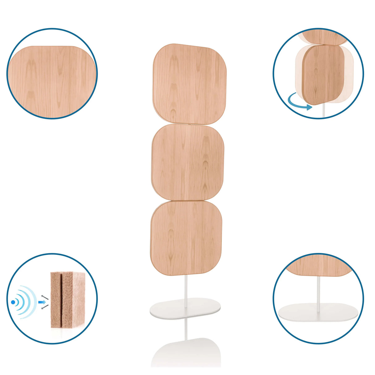 Drehbare, schallabsorbierende Trennwände FLEXMIUT W in Beige auf einem Standfuß von hjh OFFICE