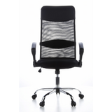 Schwarzer Homeoffice Chefsessel ARIA HIGH mit Netzrücken und Fußkreuz mit fünf Rollen von hjh OFFICE – 360-Grad-Ansicht (Frontansicht 0°)
