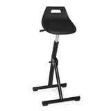 Schwarze Stehhilfe TOP WORK 31 mit Sitzschale und T-Fuß von hjh OFFICE – 360-Grad-Ansicht (Frontansicht 20°)