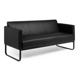 Schwarzes Loungesofa ARUBA BLACK mit Rautensteppung und Metallgestell von hjh OFFICE – 360-Grad-Ansicht (Rückenansicht 180°)