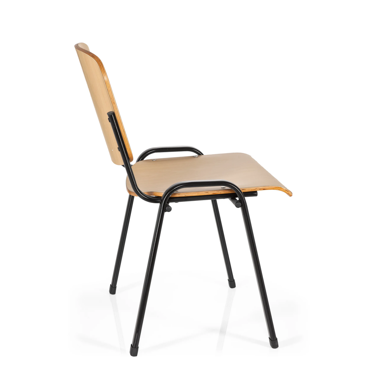 Vierfußstuhl XT 600 SW H mit Sitzfläche und Rückenlehne aus Buche und schwarzem Gestell von hjh OFFICE – 360-Grad-Ansicht (Seitenprofil 100°)