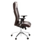 Dunkelbrauner Luxus-Chefsessel MURANO 20 mit Armlehnen und Fußkreuz mit fünf Rollen von hjh OFFICE – 360-Grad-Ansicht (Seitenprofil 80°)