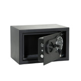 Schwarzer Tresor SAFE COMPACT III mit Zahlenschloss und Drehgriff von hjh OFFICE – 360-Grad-Ansicht (schräge Rückenansicht 120°)