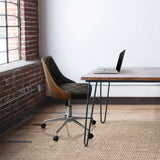 Home-Office-Bürostuhl CENCA in Schwarz mit Holzschale und Sternfuß auf Rollen von hjh OFFICE