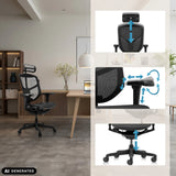 Verstellbare Kopfstütze, Armlehnen und Sitzhöhe des Profi-Bürostuhls ENJOY ULTRA GEN2 von hjh OFFICE (KI-generiertes Bild)