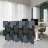Graue und dunkelgraue Trennwände FLEXMIUT PLUG in modularer Anordnung von hjh OFFICE
