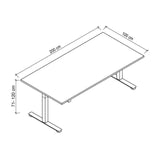 Technische Zeichnung des Schreibtischs XMST 2E G mit 200 × 100 cm von hjh OFFICE PRO