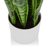 Weißer Übertopf der Kunstpflanze SANSEVIERIA mit grünen Blättern von hjh OFFICE