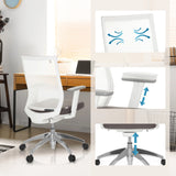 Atmungsaktive Rückenlehne, höhenverstellbare Armlehnen und Gasfeder des Profi-Bürostuhls ASPEN WHITE von hjh OFFICE