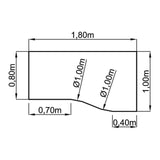 Technische Zeichnung des Schreibtischs MEGA 18 G mit 1,80 × 1,00 m von hjh OFFICE PRO
