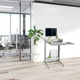 Grauer Stehschreibtisch WORKSTATION in der Größe 60 × 50 cm mit Ablagefach und Rollen von hjh OFFICE