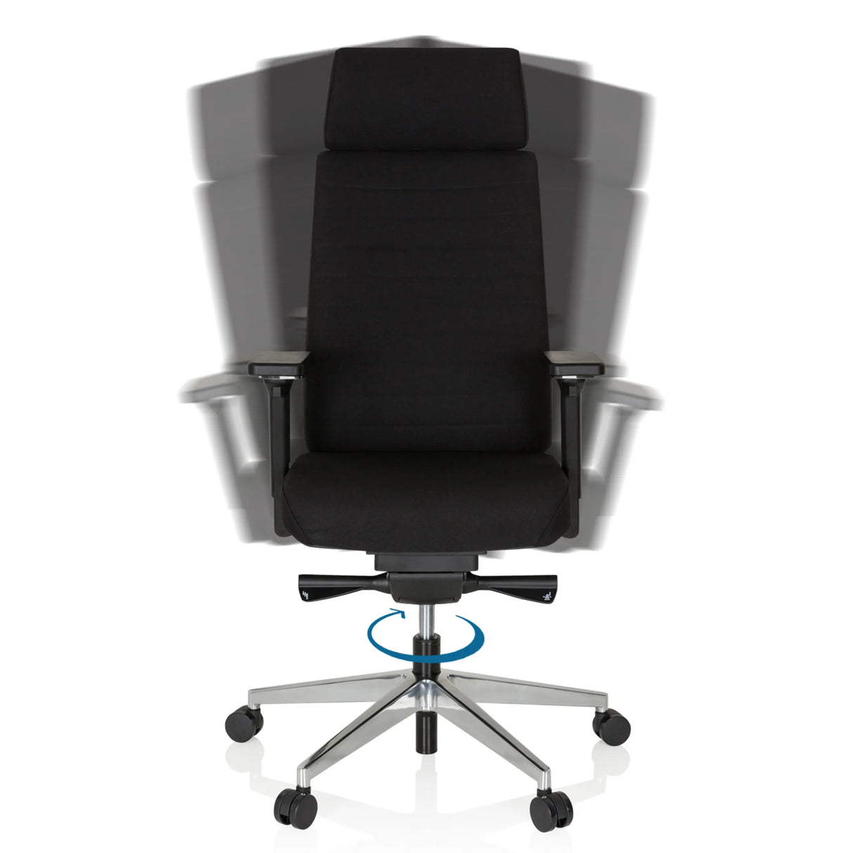 Drehfunktion des Profi-Bürostuhls MOVE-TEC PRO 3D in Schwarz mit einem Sternfuß von hjh OFFICE