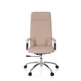 Beiger Homeoffice-Bürostuhl SARANTO PLUS I mit Armlehnen und Fußkreuz mit fünf Rollen von hjh OFFICE – 360-Grad-Ansicht (Frontansicht 0°)