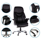 Luxus-Chefsessel PRADO in Schwarz mit Detailansichten von Kopfstütze, Armlehne, Sitz und Fußkreuz von hjh OFFICE