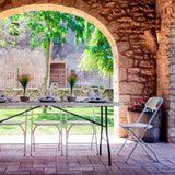 Weißer Outdoor-Stuhl TUDELA XXL W mit Klappfunktion und Metallrahmen von hjh OFFICE
