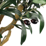 Zwei dunkle Oliven an einem Zweig mit grünen Blättern der Kunstpflanze OLIVE II von hjh OFFICE