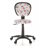 Kinderdrehstuhl KIDDY TOP mit buntem Herz- und Blumenmuster sowie Fußkreuz mit fünf Rollen von hjh OFFICE – 360-Grad-Ansicht (Frontansicht 0°)