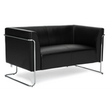 Schwarzes Loungesofa CURACAO als Zweisitzer mit verchromtem Gestell von hjh OFFICE – 360-Grad-Ansicht (Rückenansicht 180°)