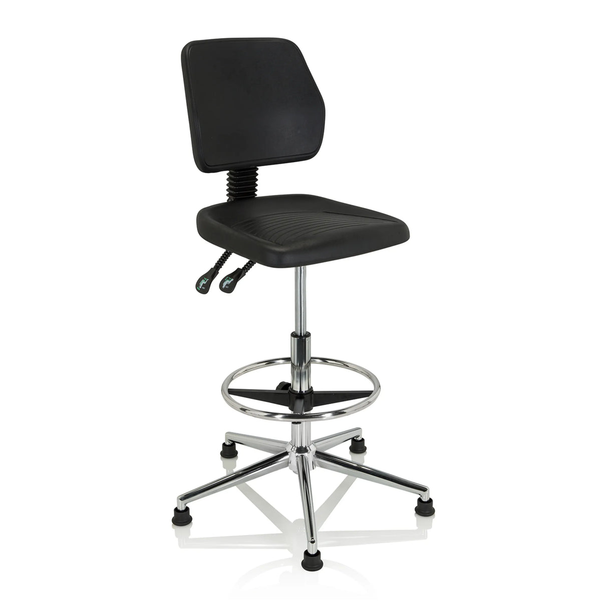 Schwarzer Counterstuhl TOP WORK 11 I mit Fußring und Sternfuß auf Gleitern von hjh OFFICE