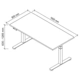 Technische Zeichnung des Schreibtischs XDSM 16 G mit 1600 × 800 mm von hjh OFFICE PRO