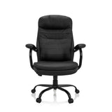 Schwarzer Drehstuhl RELAX XXL B aus Kunstleder mit Fußkreuz und fünf Rollen von hjh OFFICE – 360-Grad-Ansicht (Frontansicht 0°)