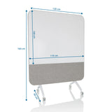 Technische Zeichnung des Whiteboards VISION BOARD mit 120 × 164 cm von hjh OFFICE