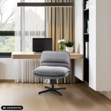 Dunkelgrauer Loungesessel Criss-Cross 20 vor einem Schreibtisch von hjh LIVING (KI-generiertes Bild)