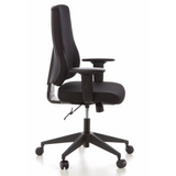 Schwarzer Profi-Bürostuhl PRO-TEC 100 mit Armlehnen und Fußkreuz mit fünf Rollen von hjh OFFICE – 360-Grad-Ansicht (Seitenprofil 80°)