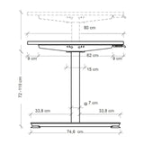 Maßzeichnung des elektrisch höhenverstellbaren Schreibtischs XMST 22 G mit Höhenangabe von 72 bis 119 cm von hjh OFFICE PRO